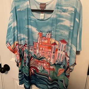 Chico's Multicolor Graphic Print Women's Poncho Top